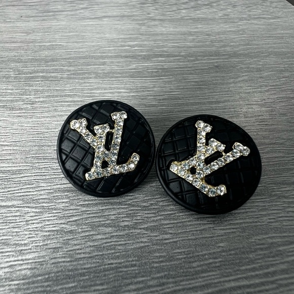 Black and Gold Logo Earrings - Picture 2 of 4